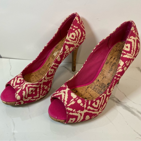 Christian Siriano Pink Fuchsia Open Toe Cork High Stilleto Heels Women’s Sz 8.5 - Picture 3 of 7